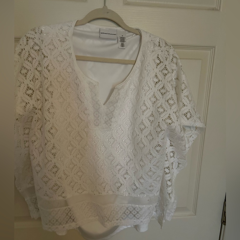 White V-Neck Cropped Blouse.  Never Worn
